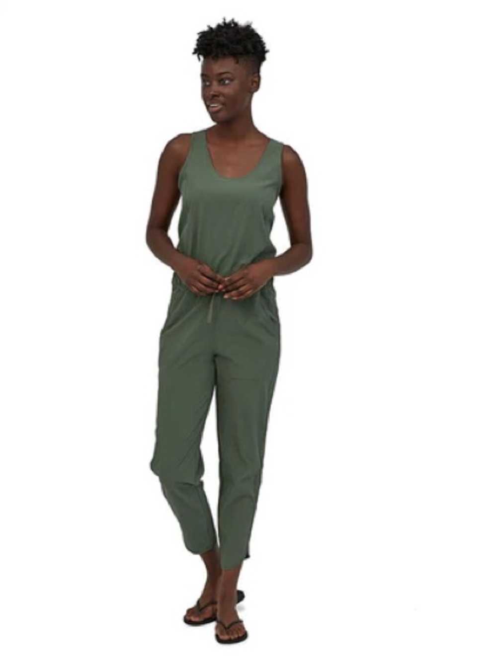 Patagonia Fleetwith Jumpsuit Tank Romper Cross Back XS Kale Green Quick Dry